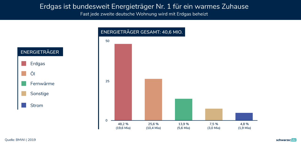 Infografik: Top-Energieträger: Erdgas behält die Spitzenposition. (Foto: Schwarzer.de)